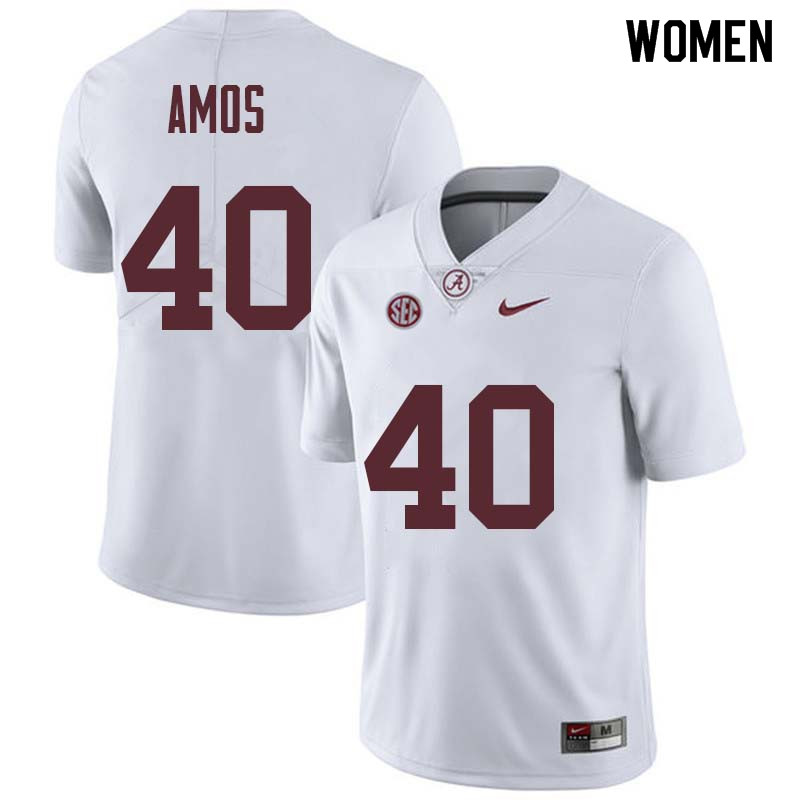 Women #40 Giles Amos Alabama Crimson Tide College Football Jerseys Sale-White